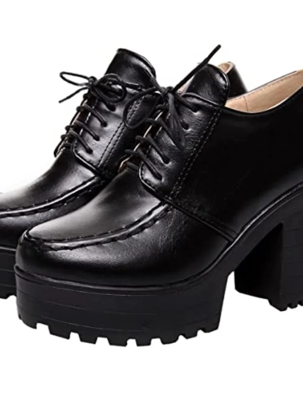 Chunky Heel Platform Ankle Booties Lace Up Oxfords Shoes
